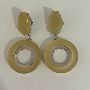 Giorgio Armani lucite and silver tone geometric statement earrings EUC